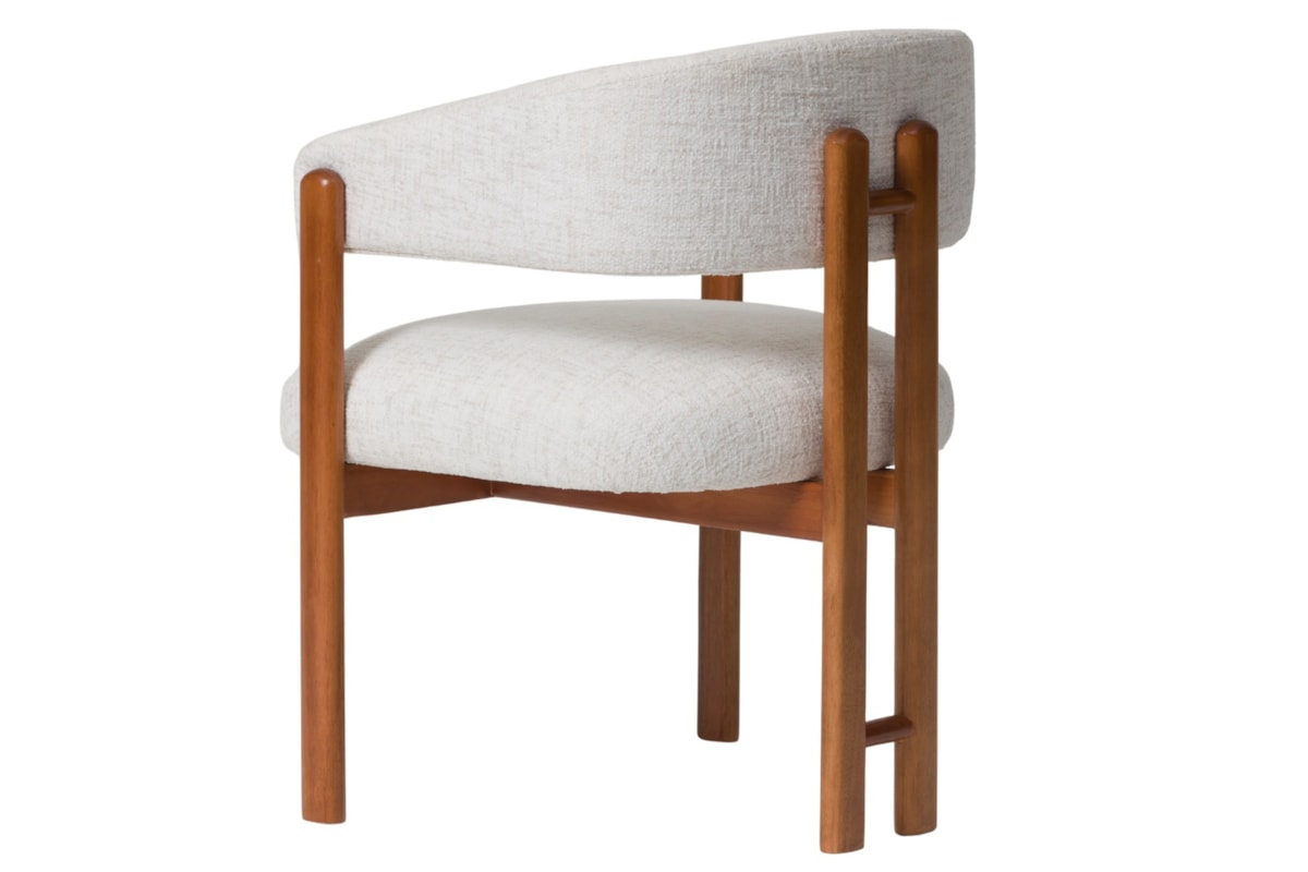 Cadeira Lira com Braços e Detalhes em Madeira Maciça