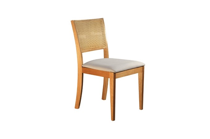 Cadeira Para Mesa de Jantar com Encosto em Palinha Rattan Natural Design Quadrada em Linho ou Acquablock