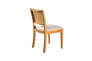 Cadeira Para Mesa de Jantar com Encosto em Palinha Rattan Natural Design Quadrada em VeluSoft ou Boucle
