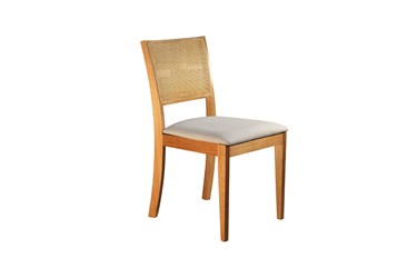 Cadeira Para Mesa de Jantar Liz com Encosto em Palinha Rattan Natural Design Quadrada em VeluSoft ou Boucle