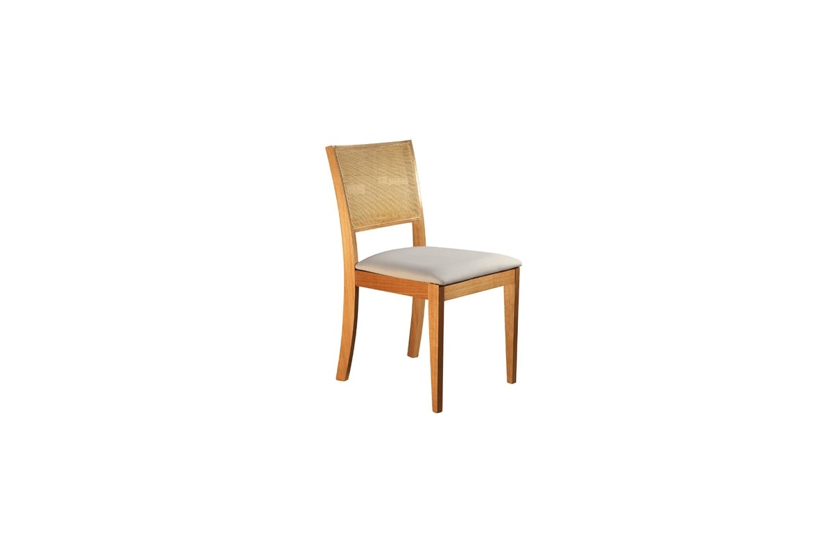 Cadeira Para Mesa de Jantar Liz com Encosto em Palinha Rattan Natural Design Quadrada em VeluSoft ou Boucle