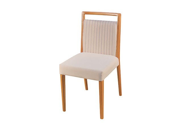 Cadeira Para Mesa de Jantar Montez em Madeira Maciça Design Moderno & Encosto Gomado em Velusoft ou Boucle