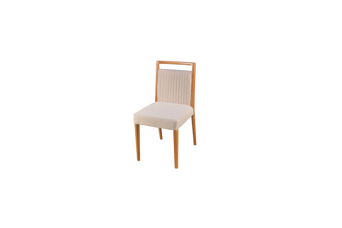 Cadeira Para Mesa de Jantar Montez em Madeira Maciça Design Moderno & Encosto Gomado em Velusoft ou Boucle