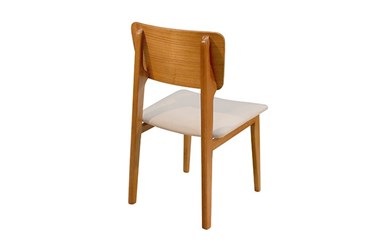 Cadeira Para Mesa de Jantar Val em Madeira Maciça com Design Moderno e Curvo e Assento Estofado em Velusoft ou Boucle