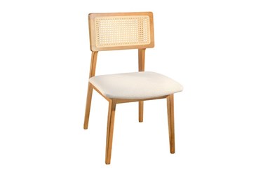 Produto Cadeiras Para Mesa de Jantar Nana em Velusoft ou Boucle - Madeira Maciça com Design Moderno e Tendência com Encosto em Palinha Rattan Natural