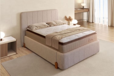 Cama Box Zara Estofada com Design Gomado e Opções de cores