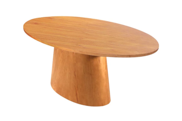 Mesa com Tampo Oval Luna em Lâminas de Madeira