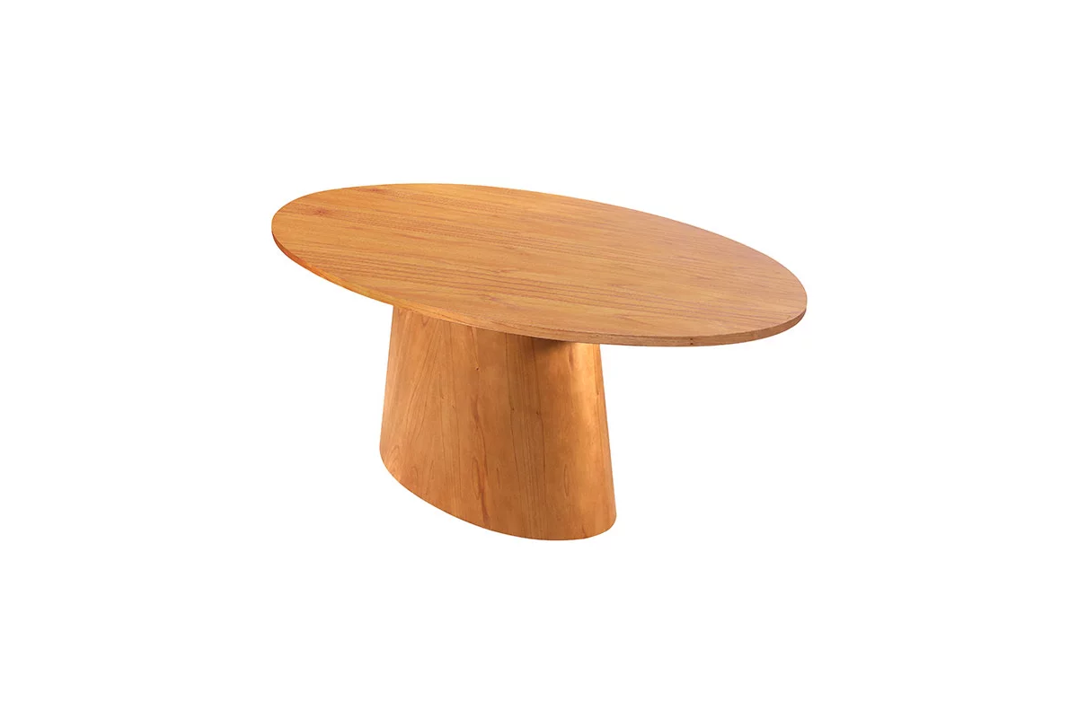 Mesa com Tampo Oval Luna em Lâminas de Madeira