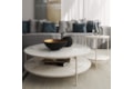Mesa de Centro Hayden Tampo de Vidro Off White c/ Mármore