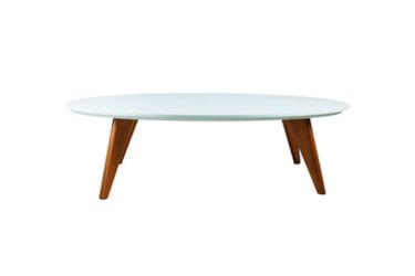 Mesa de Centro Oval Valy - Laqueada com Pés em Madeira Maciça Mesa de Centro Oval Valy - Laqueada com Pés em Madeira Maciça