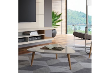 Mesa de Centro Vik Natural c/ Off White Brilho Mesa de Centro Vik Natural c/ Off White Brilho