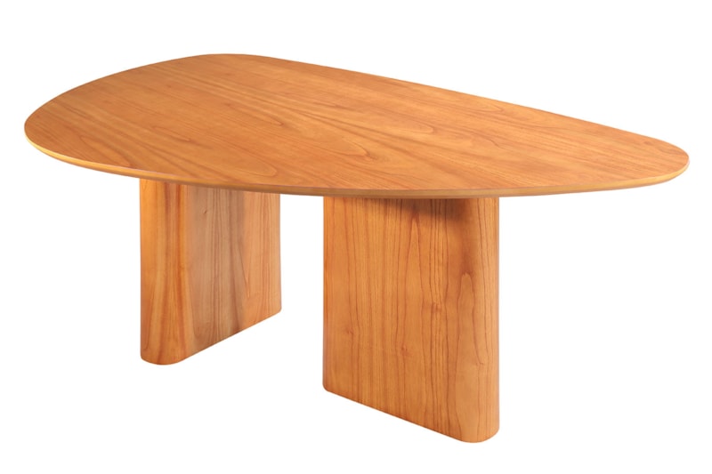 Mesa Olivia com Design Orgânico com Lâminas de Madeira Maciça