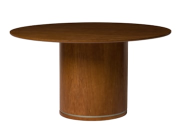 Mesa Serena Redonda em Lâminas de Madeira Maciça