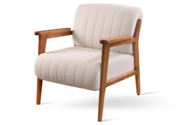 Poltrona Adele Estofada com Base em Madeira Maciça