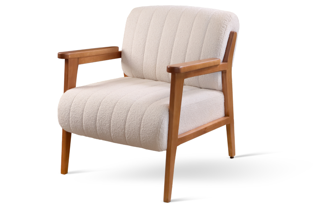 Poltrona Adele Estofada com Base em Madeira Maciça