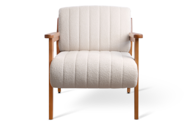 Poltrona Adele Estofada com Base em Madeira Maciça