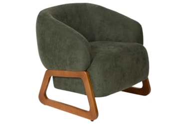 Poltrona Aris com Design Curvo e Pés em Madeira Maciça