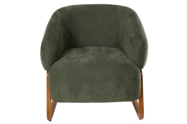 Poltrona Aris com Design Curvo e Pés em Madeira Maciça