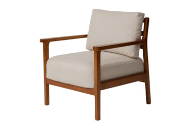 Poltrona Ioná em Madeira Maciça e Encosto com Almofada Solta