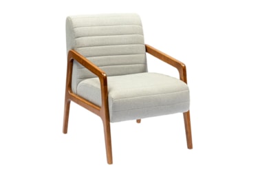 Poltrona Lucy Estofada com Braços em Madeira Maciça