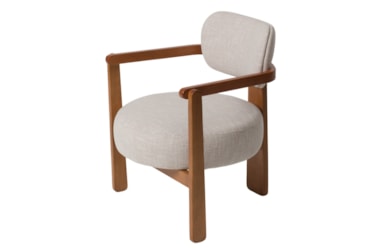 Poltrona Malu com Design Contemporânio e Detalhes em Madeira Maciça