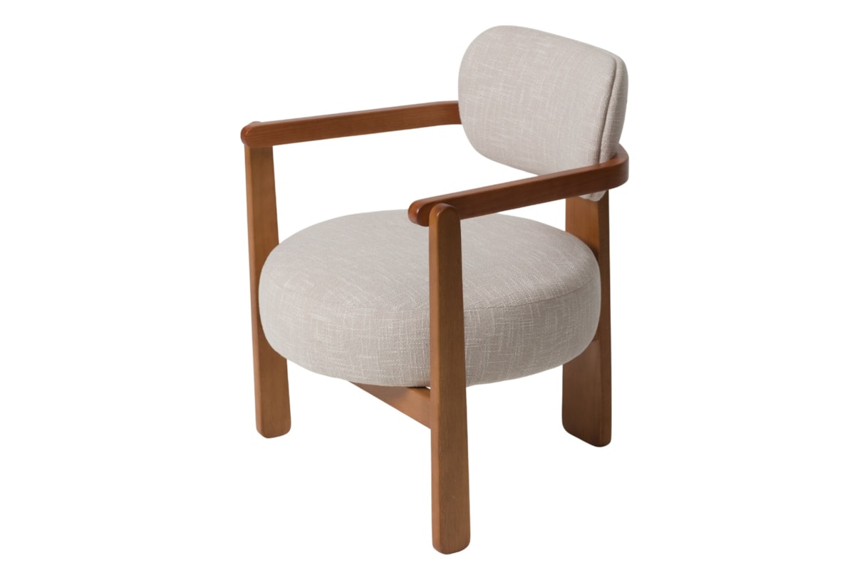 Poltrona Malu em Madeira Maciça com Encosto e Assento Estofados