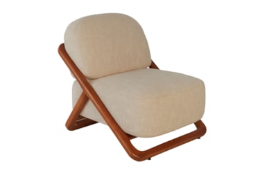 Poltrona Ondele em Madeira Maciça com Assento e Encosto Estofados