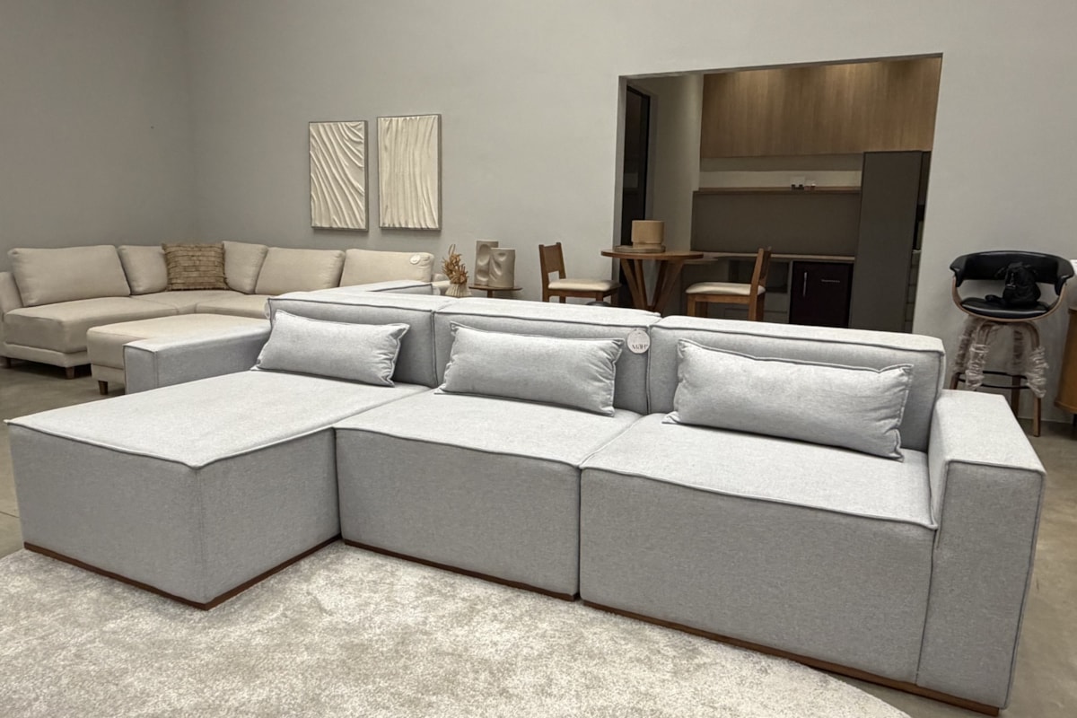 Pronta Entrega - Sofá Modular Tetris de 3 Lugares com Chaise