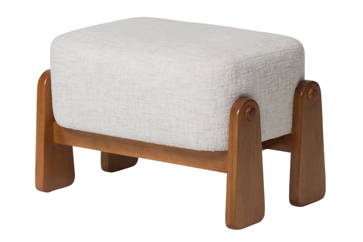 Puff Áurea com Detalhes em Madeira Maciça