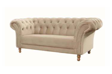 Sofá 2 Lugares Chesterfield Clássico em Linho ou Acquablock c/ Encosto em Capitonê e Espuma D33
