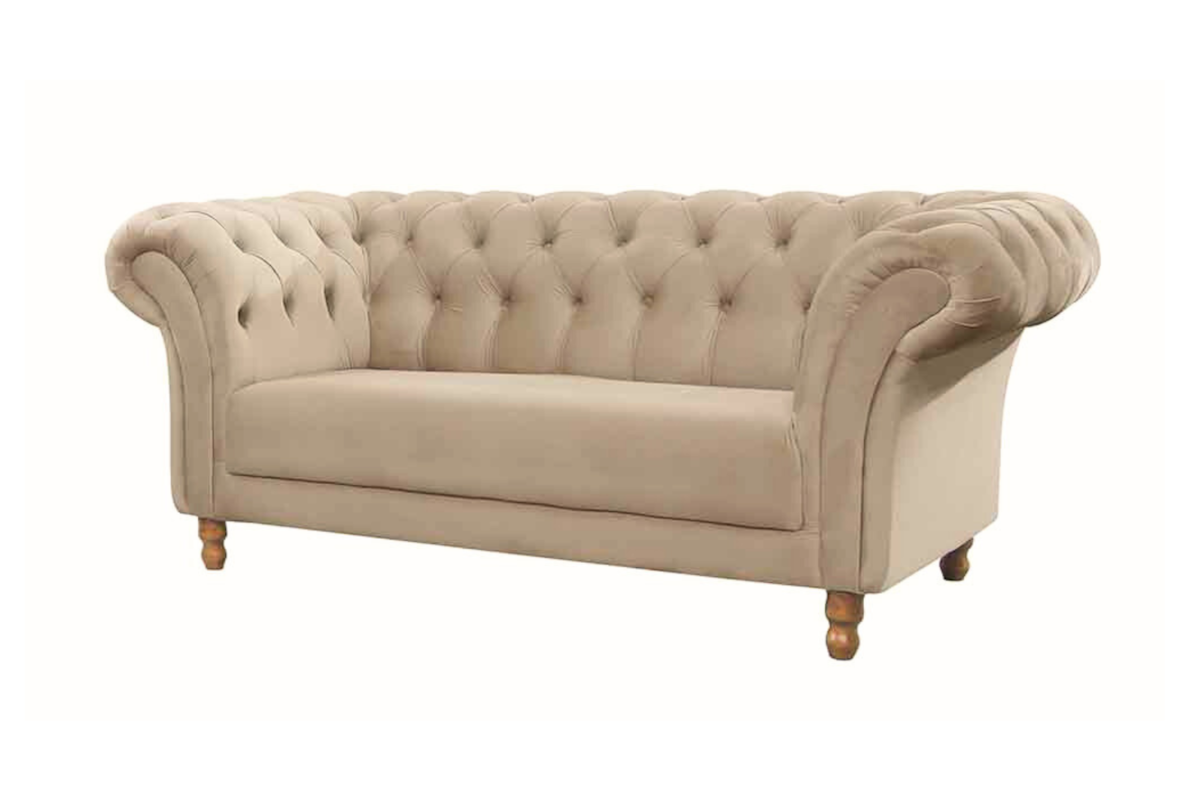 Sofá 2 Lugares Chesterfield Clássico em Linho ou Acquablock c/ Encosto em Capitonê e Espuma D33