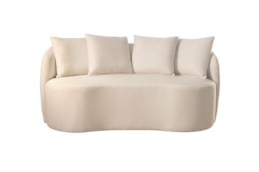 Sofá 2 Lugares Emma Curvo Com Design Orgânico e Almofadas Soltas em Veludo ou Boucle.