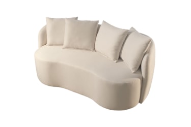 Sofá 2 Lugares Emma Curvo Com Design Orgânico e Almofadas Soltas em Veludo ou Boucle.