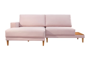 Sofá 2 Lugares Max em Linho Moderno com Chaise & Opcional de Lateral em Madeira Maciça (Espuma D33)