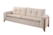 Sofá 3 Lugares Jade em Veludo ou Boucle com Pillow & Detalhe nos Braços em Madeira Maciça