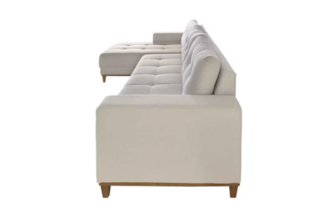 Sofá 3 Lugares Jane em Linho com Chaise & Bordado (Espuma D3 Soft)