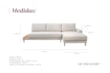 Sofá 3 Lugares Meg em Linho Moderno com Chaise & Opcional de Lateral em Madeira Maciça (Espuma D33)