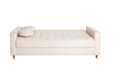 Sofá Cama Casal Baú 3 Lugares Celene em Veludo ou Boucle com Almofadas Decorativas