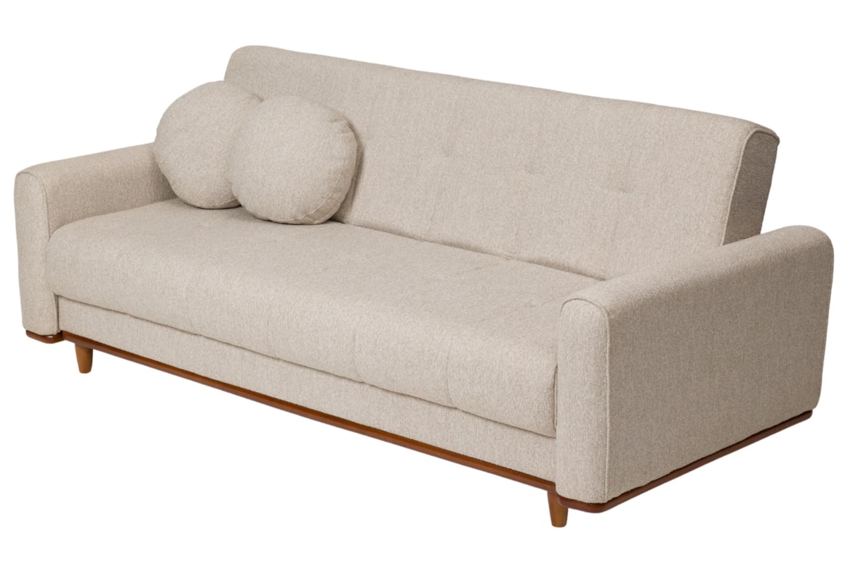 Sofá Cama Veneza com Design Conteporâneo Retrô e Pés em Madeira Maciça