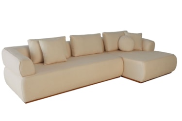 Sofá Chaise Ariel  com Assentos em Molas Espirais, Almofadas Soltas e Espuma D33