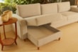 Sofá Chaise Baú Taylor em Espuma D33 e Almofadas Soltas
