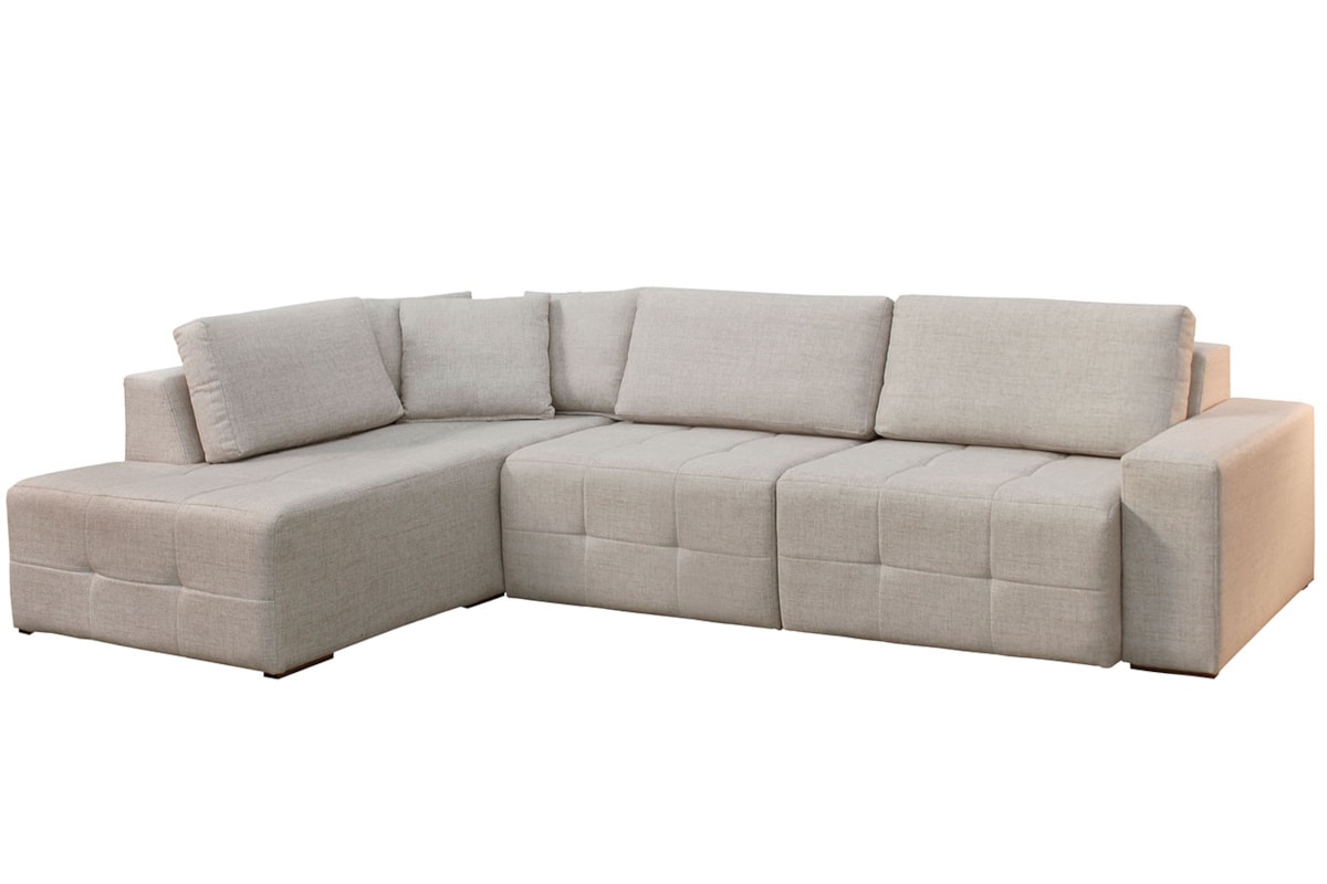 Sofá de Canto Retrátil Gaia em Linho com Divã e Almofadas Soltas