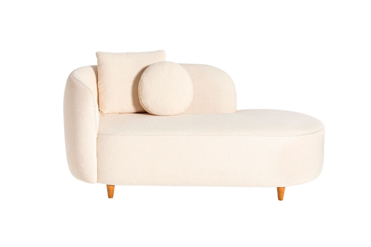 Sofá Divã Lumia em Boucle ou Veludo com almofadas de decorativas
