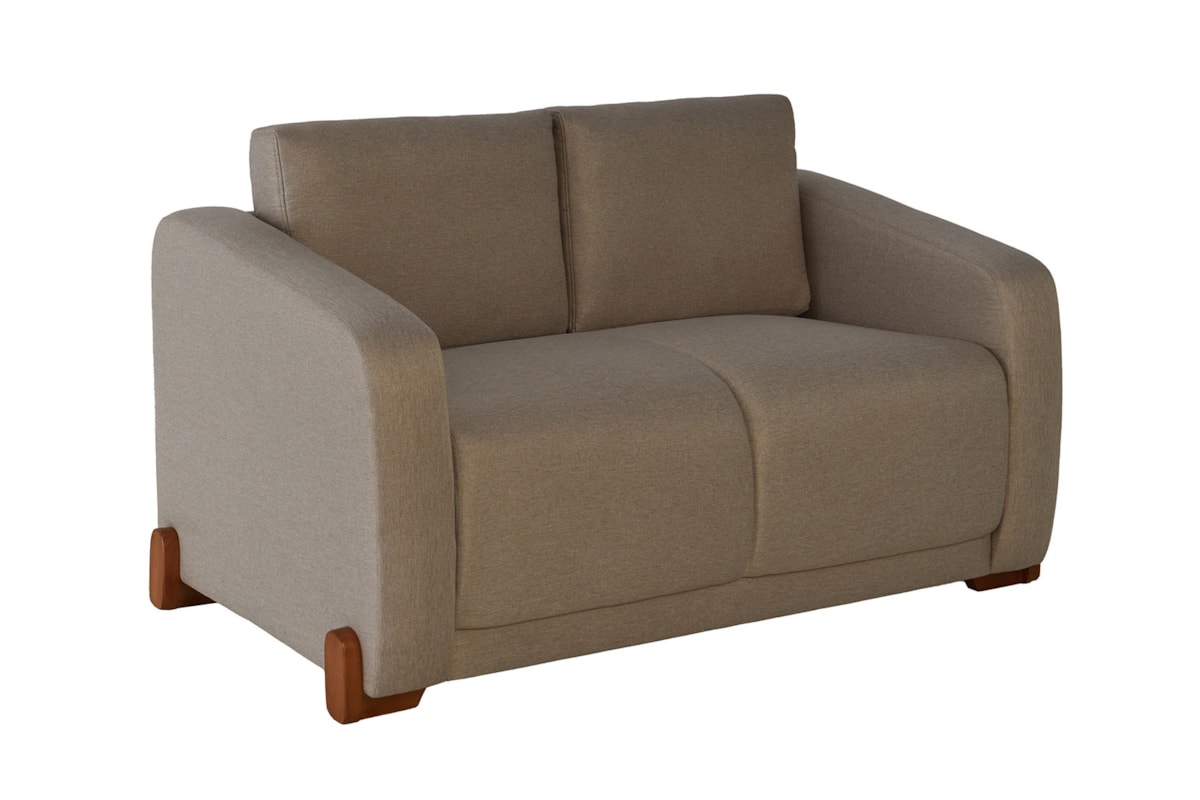 Sofá Duna 2 Lugares Compacto com Design Minimalista e Pés em Madeira Maciça