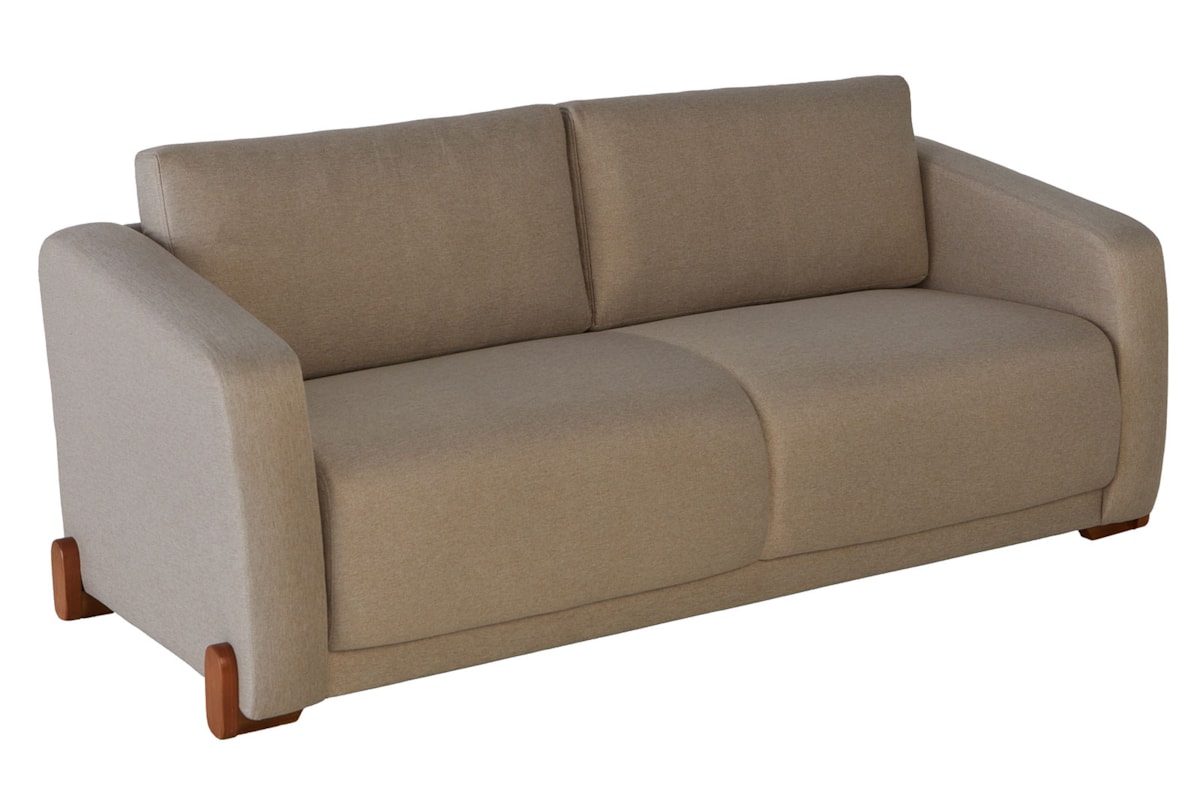 Sofá Duna 3 Lugares Compacto com Design Minimalista e Pés em Madeira Maciça
