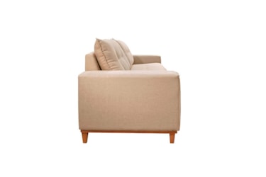 Sofá Megan 2 Lugares em Linho com Pillow & Pés em Madeira Maciça (Espuma D33)