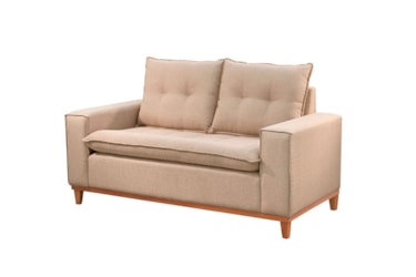Sofá Megan 2 Lugares em Veludo ou Boucle com Pillow & Pés em Madeira Maciça (Espuma D33)