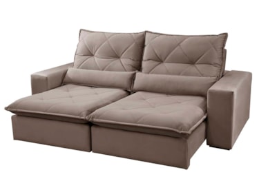 Sofá Retrátil e Reclinável Vik em Veludo com Pillow Top no Assento em Espuma D33 (3 Opções de Largura)