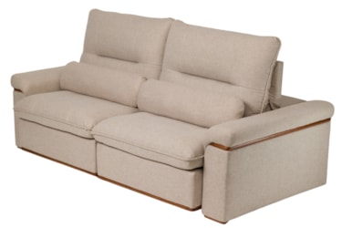 Sofá Sintra Retrátil com Encosto Reclinável e Detalhes em Madeira