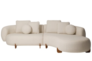 Sofá Vicenza com Design Orgânico e Pés em Madeira Maciça